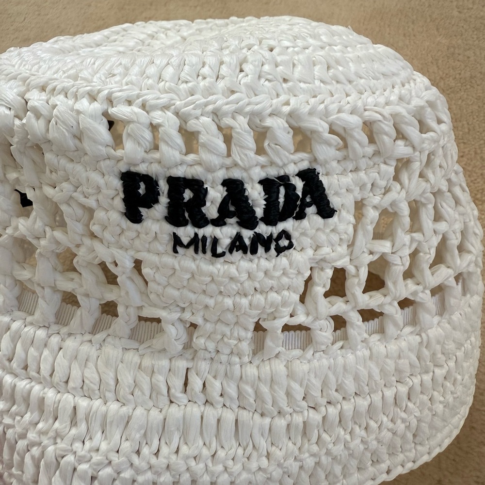 Prada Ivory Crochet Sun Hat